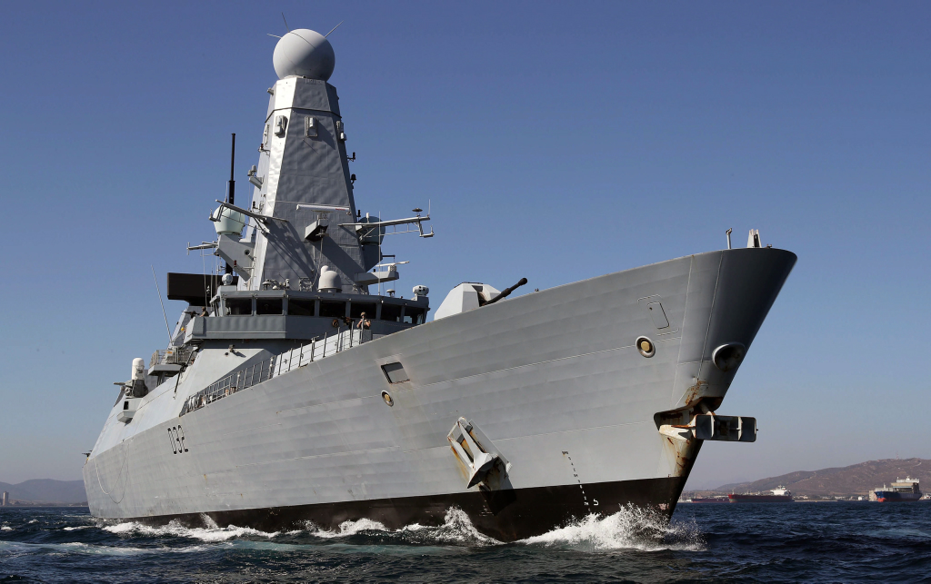 Royal Navy Type 45 Daring class destroyer with 2 x 20MW AC PWM drives for main propulsion